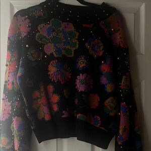 Colorful Floral Embellished Sweater